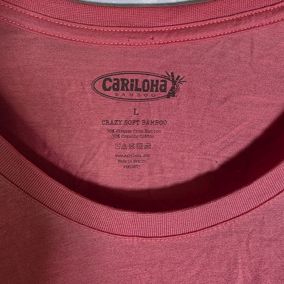 Cariloha Bamboo Coral Pink Short Sleeve Top Size Large - Picture 6 of 8
